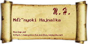 Mányoki Hajnalka névjegykártya